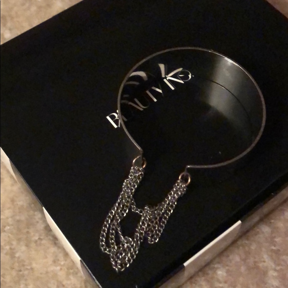 Silver cuff bracelet with chain